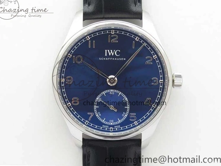 MIROTIME 0502 TimelessDesign Portuguese IW358304 ZF 1:1 Best Edition SS Blue Dial on Leather Strap A 7078